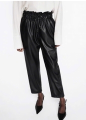Quần da Zara đen dư xịn dáng baggy