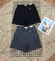 Short denim lửng Zara cắt gấu màu xám