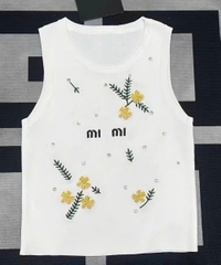 Top dệt kim MiuMiu đính kim sa