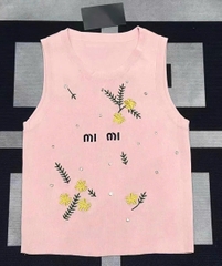 Top dệt kim MiuMiu đính kim sa
