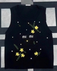 Top dệt kim MiuMiu đính kim sa