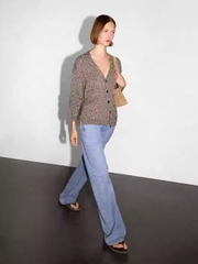 Áo len cardigan dài cổ chữ V MOULINÉ