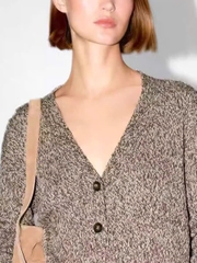 Áo len cardigan dài cổ chữ V MOULINÉ