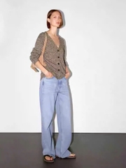 Áo len cardigan dài cổ chữ V MOULINÉ