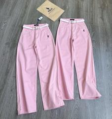 Quần denim Polo hồng kèm belt