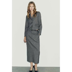 Blazer Zara kẻ chìm dáng lửng