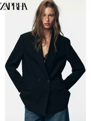 Blazer đen Zara 2 túi trước