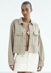 Jacket Zara khaki đinh tán
