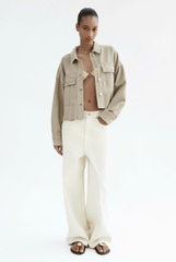 Jacket Zara khaki đinh tán