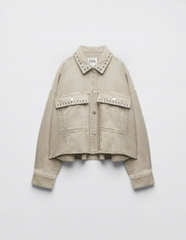 Jacket Zara khaki đinh tán