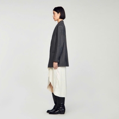 Set dạ Blazer Sandro đính đá bling màu lông chuột