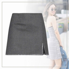 Set dạ Blazer Sandro đính đá bling màu lông chuột