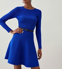 Váy Mini Cổ Tròn Đan Sợi Viscose