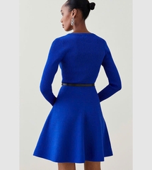 Váy Mini Cổ Tròn Đan Sợi Viscose