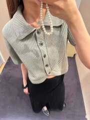 Áo len COS cổ đức ngắn tay 2 màu