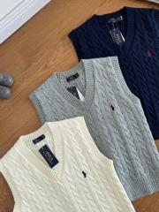 Áo gilett len Polo RL cổ V vặn thừng 2 màu