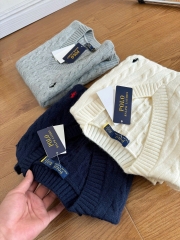 Áo gilett len Polo RL cổ V vặn thừng 2 màu