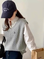 Áo gilett len Polo RL cổ V vặn thừng 2 màu