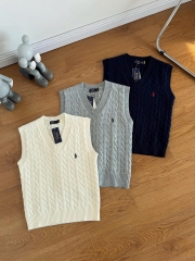 Áo gilett len Polo RL cổ V vặn thừng 2 màu