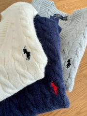 Áo gilett len Polo RL cổ V vặn thừng 2 màu
