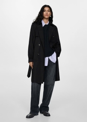 Trendcoat MNG đen dáng dài