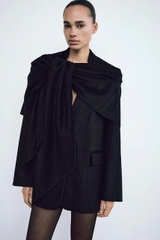 Blazer dạ handmade kèm khăn đen