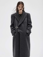Coat dạ ép MaxMara khuy kim loại