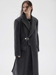 Coat dạ ép MaxMara khuy kim loại