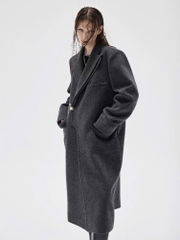 Coat dạ ép MaxMara khuy kim loại