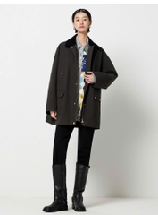 Jacket ERDOS đen dáng loose cổ đức navy khuy vàng