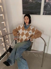 Áo len trần trám MiuMiu