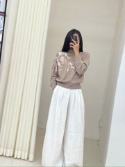 Áo len Brunello Cucinelli cổ trụ đính hoa sequin ngực