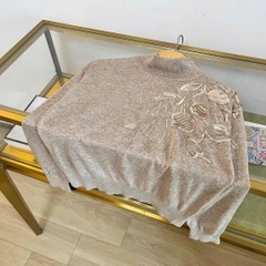 Áo len Brunello Cucinelli cổ trụ đính hoa sequin ngực