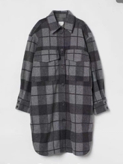 Áo dạ dài kẻ xám H&M