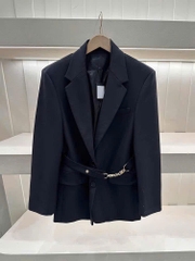 Blazer Maje đen 2 túi trước belt xích