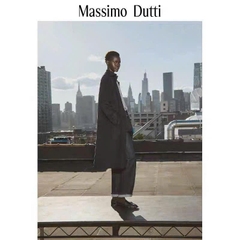 Longcoat dạ ép Massimo Dutti đen xẻ sau