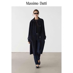 Longcoat dạ ép Massimo Dutti đen xẻ sau