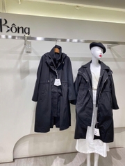 Áo khoác COS dáng dài có mũ dây rút eo