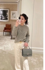 Áo len lông cừu thắt nút RL dáng rộng
