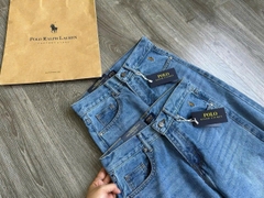 Quần denim Polo RL suông thêu logo túi