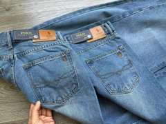 Quần denim Polo RL suông thêu logo túi