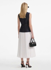 Váy midi vải taffeta xanh navy