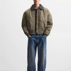 Jacket bomber Zara Man cổ lông