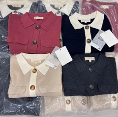 CDG Sezane cổ bẻ khuy sừng MERINO WOOL