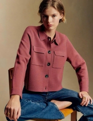 CDG Sezane cổ bẻ khuy sừng MERINO WOOL