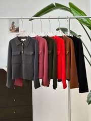 CDG Sezane cổ bẻ khuy sừng MERINO WOOL