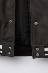 Áo bomber da lộn có mũ tay da