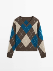 ÁO LEN DỆT HỌA TIẾT ARGYLE PHA LEN