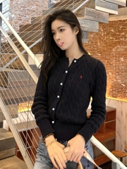 Áo cardigan Polo vặn thừng to