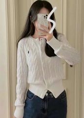 Áo cardigan Polo vặn thừng to